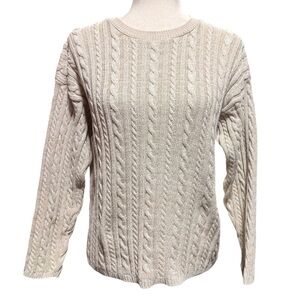 Bushwacker VTG Cable Knit Sweater Oatmeal Cream Size Medium Fisherman Cotton